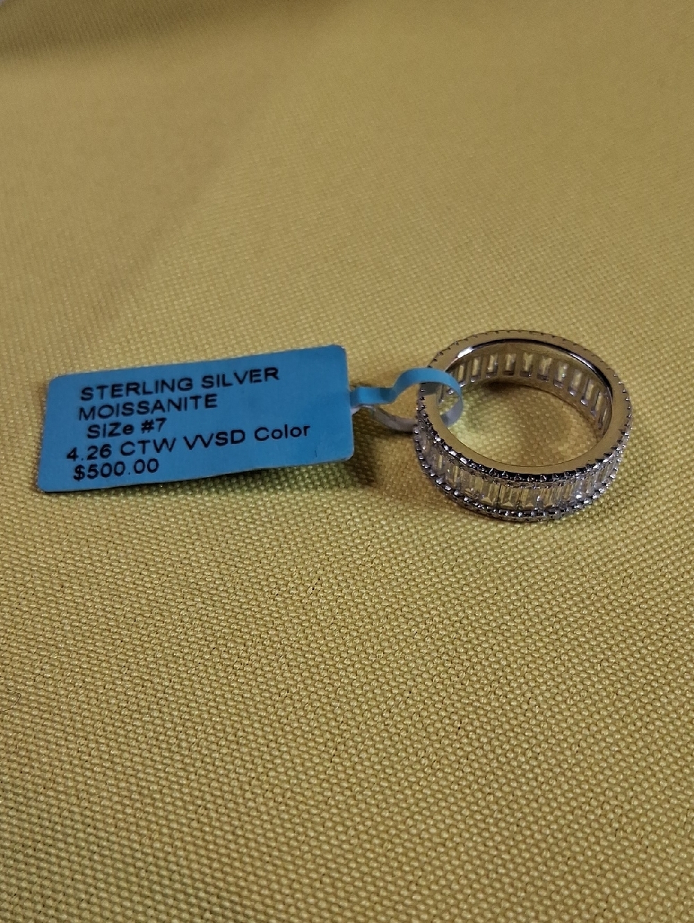NWT Sterling Silver Moissanite Baguette Eternity Band - Silver Size 7